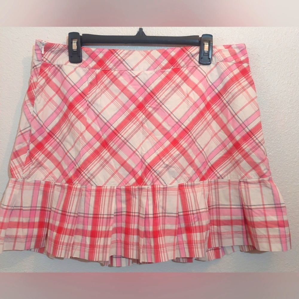 Lady Hagen Pink and White Plaid Mini Skirt
